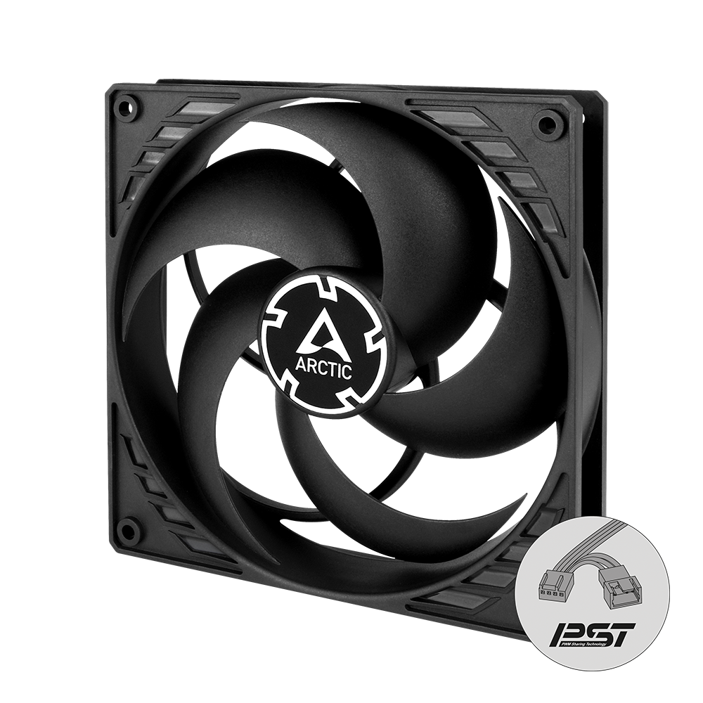 P_Series_P14_frontsideview_PST Arctic P14 14cm Pressure Optimised PWM PST Case Fan, Black, Fluid Dynamic - Image 1