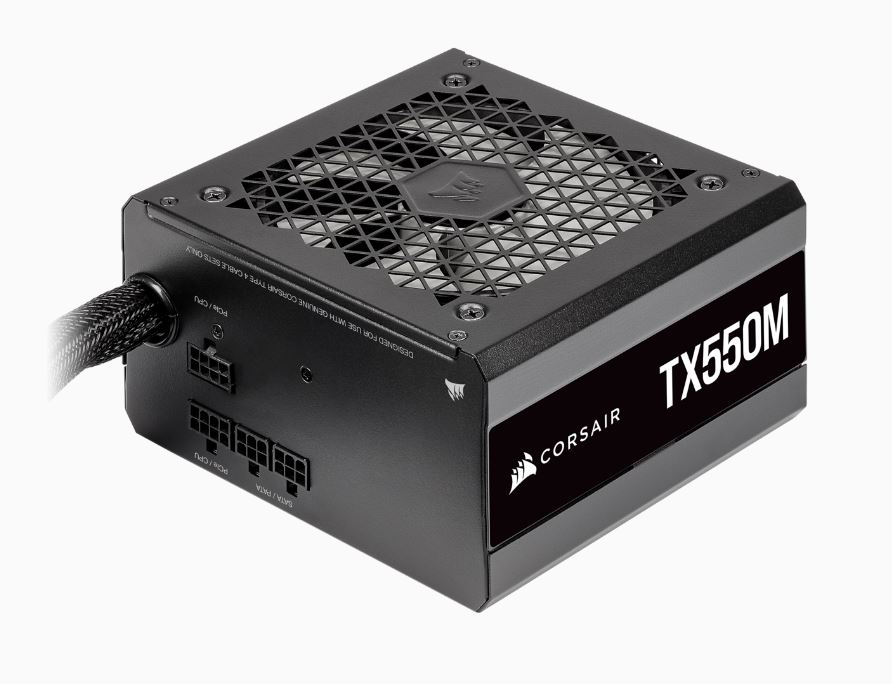 corsair psu tx550m Corsair 550W Enthusiast TX-M Series TX550M V2 PSU, Rifle Bearing Fan, Semi-Modular, 80+ Gold - Image 1
