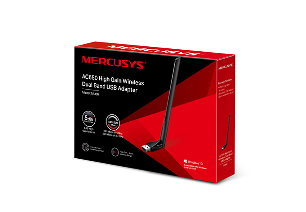 320190812124405 Mercusys (MU6H) AC600 (433+200) High Gain Wireless Dual Band USB Adapter - Image 1