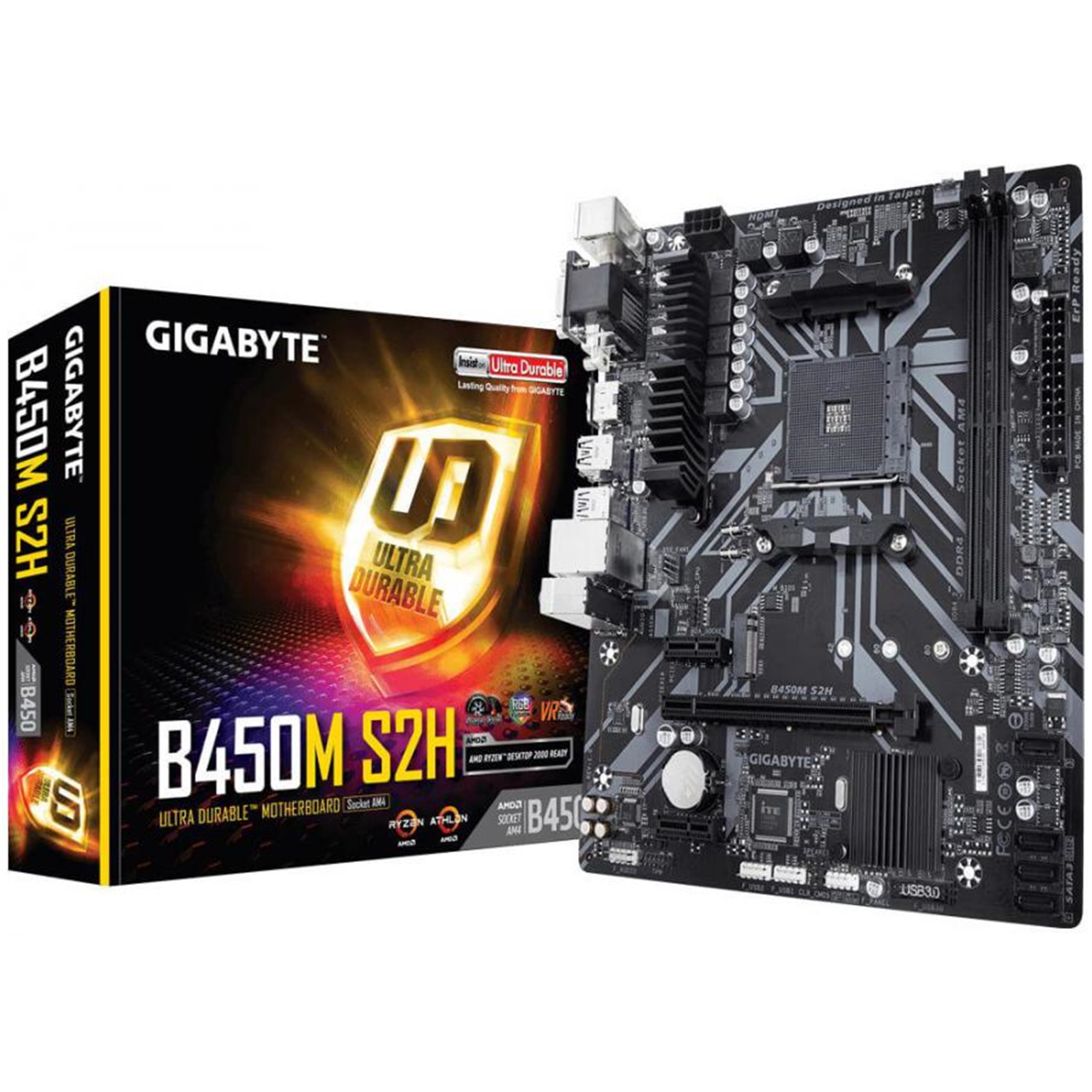 MBGIG-B450M-S2H Gigabyte B450M S2H AMD Socket AM4 Micro ATX DDR4 VGA/DVI-D/HDMI USB 3.1 M.2 Motherboard - Image 1