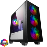 GameMax Aero Mini ARGB Case 4 x ARGB Fans Black With White Internals