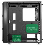 GameMax F15G Gaming Case 2x 20cm ARGB Fan 1x 12cm ARGB Fan TG Front+Side MB Sync - Image 8