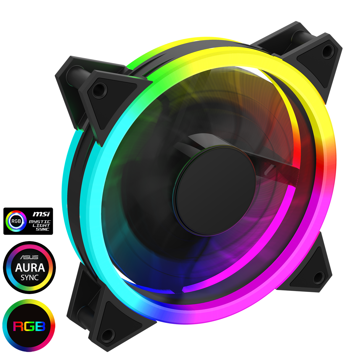 gmxfan12velocity Velocity 12cm ARGB Fan Bulk 3pin M&F Aura Header 3pin / 4pin Power - Image 1