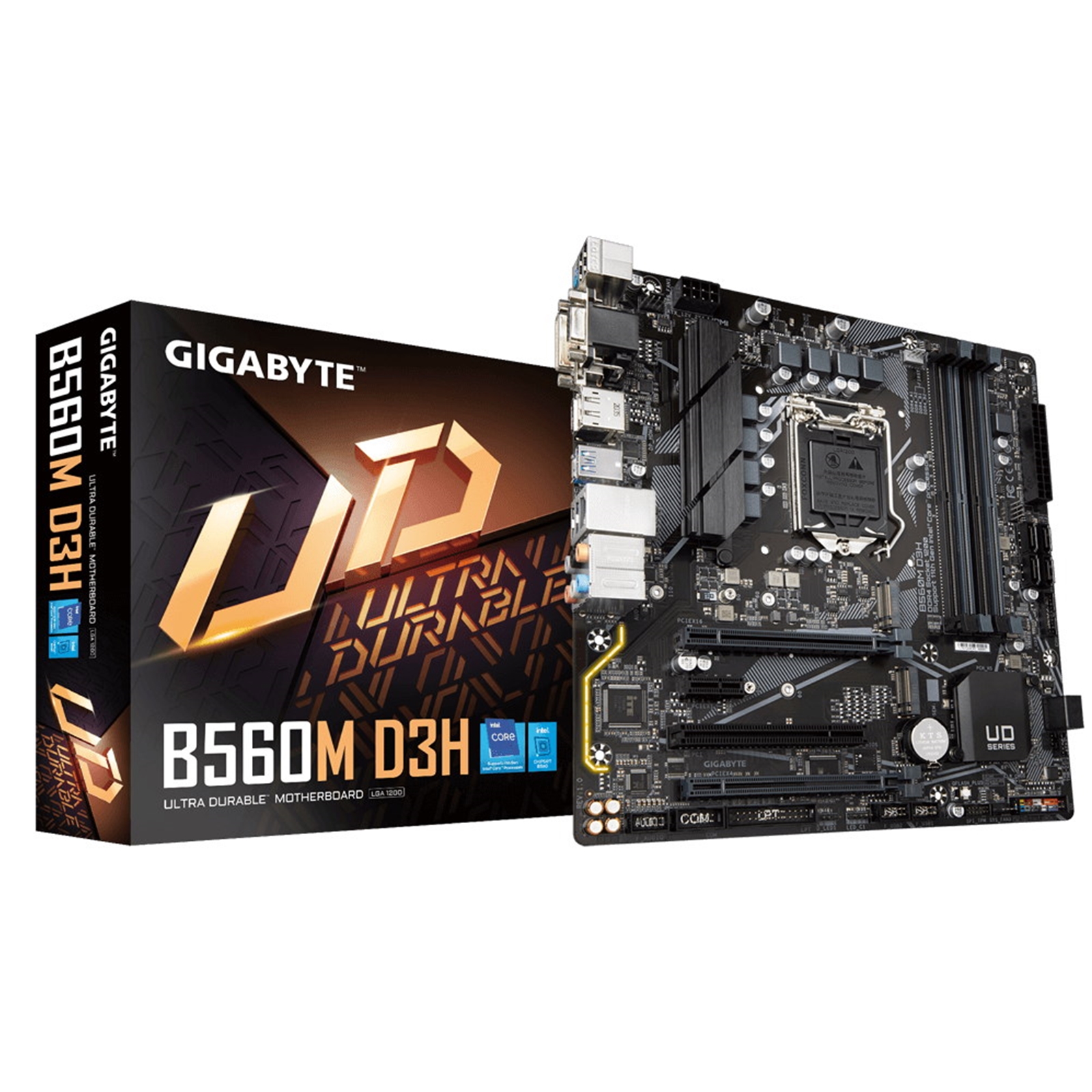MBGIG-GAB56MD3H Gigabyte B560M D3H Intel Socket 1200 Micro ATX HDMI/DVI/VGA/DisplayPort USB 3.2 Gen1 Motherboard - Image 1