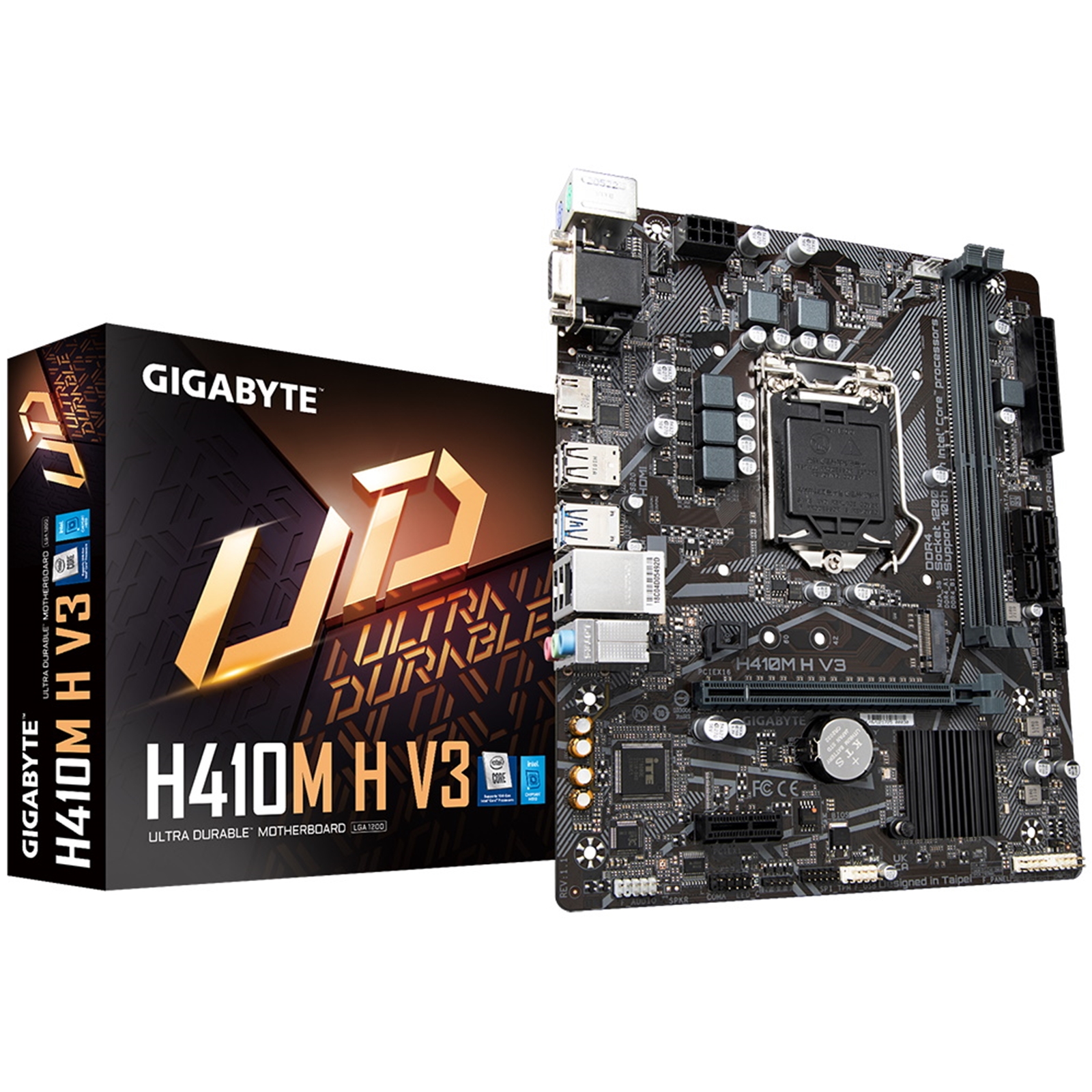 MBGIG-GAH410MH3 Gigabyte H410M H V3 Intel Socket 1200 Micro ATX VGA/HDMI M.2 Gaming LAN Motherboard - Image 1