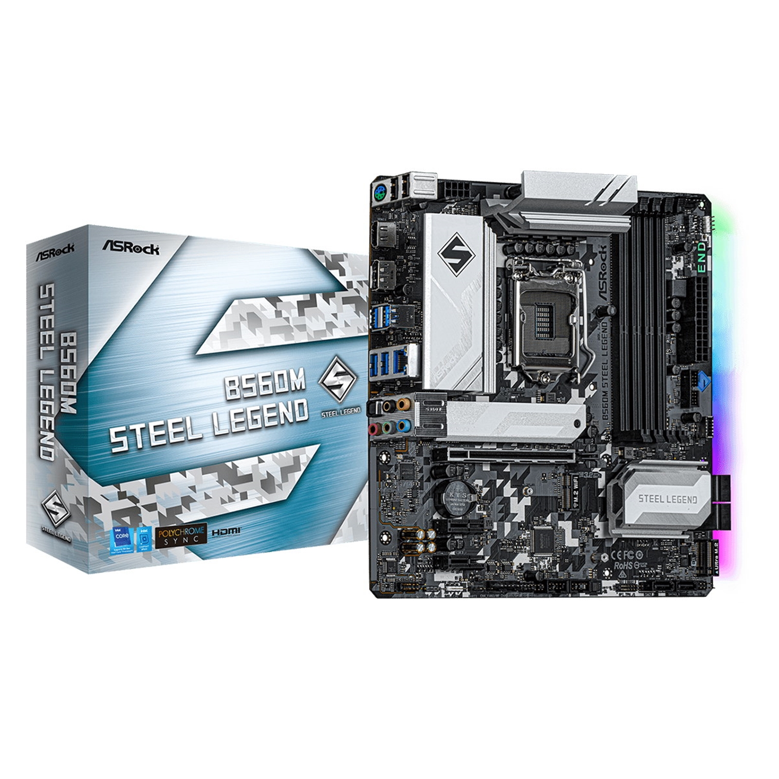 MBASR-B560MSL ASRock B560M Steel Legend Intel Socket 1200 Micro ATX DisplayPort/HDMI M.2 USB 3.2 Motherboard - Image 1