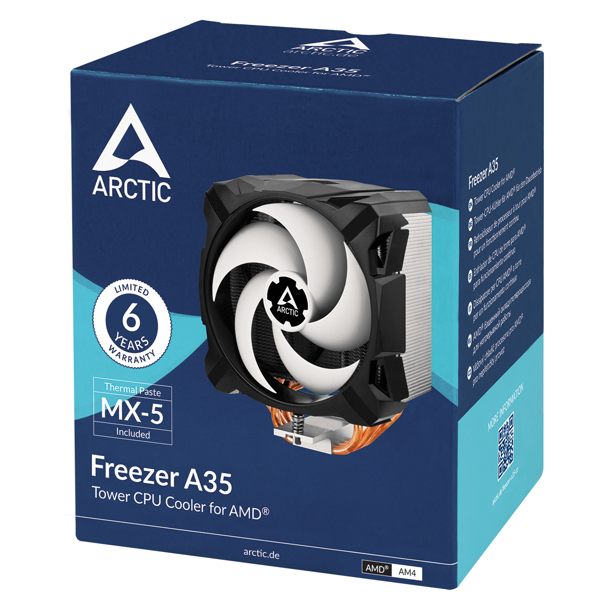 Freezer_A35_g07 Arctic Freezer A35 Compact Heatsink & Fan, AMD AM4, PWM Fluid Dynamic Bearing Fan, MX-5 Thermal Paste included - Image 1