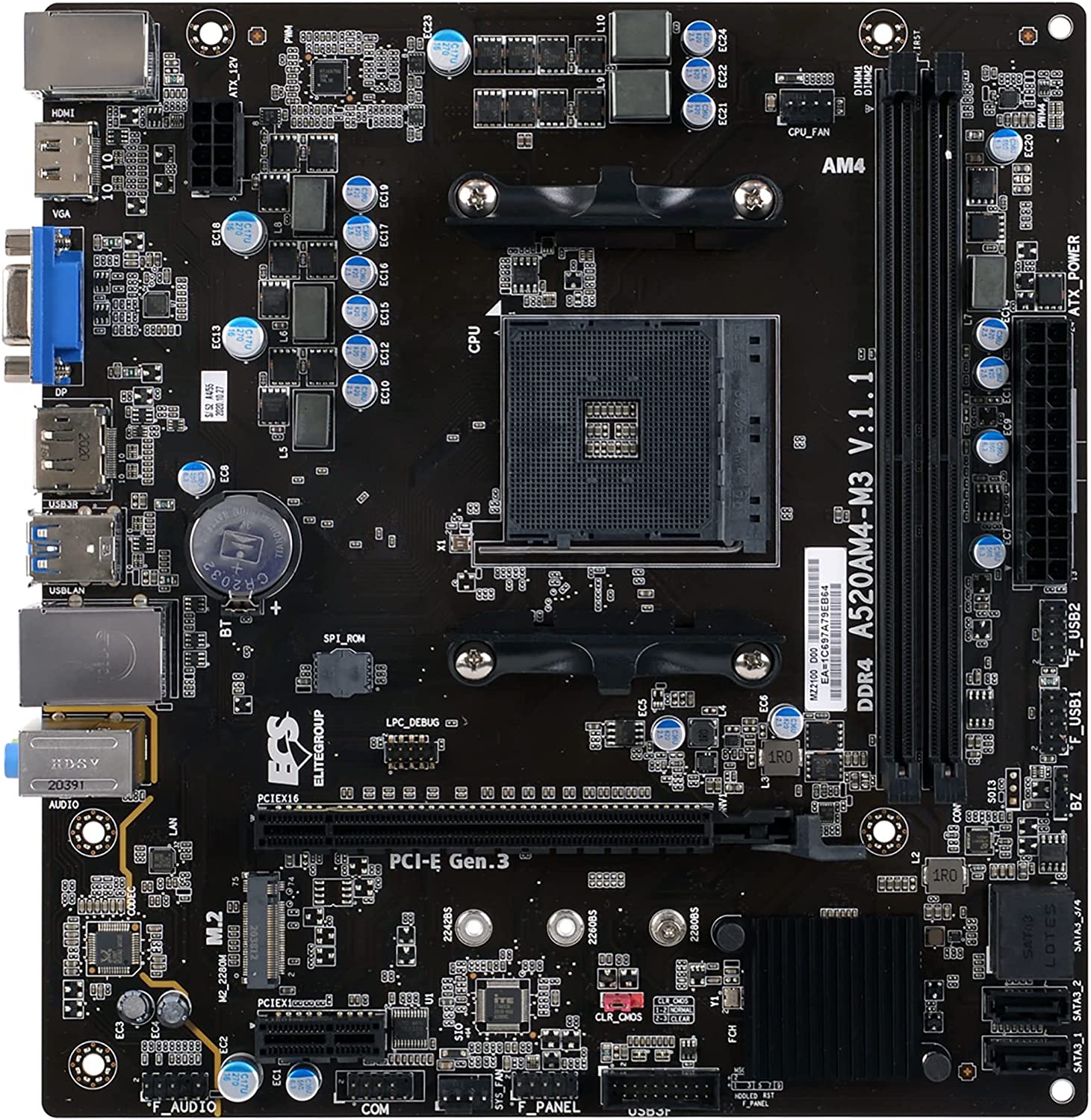 ECS A520AM4 ECS A520AM4-M3 V1.1 Motherboard - Image 1