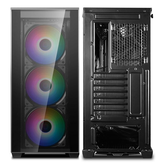 DeepCool MATREXX 70 ADD-RGB 3F Case, Gaming, Black, Mid Tower, 2 x USB 3.0 / 1 x USB 2.0, Tempered Glass Side & Front Window Panels - Image 2