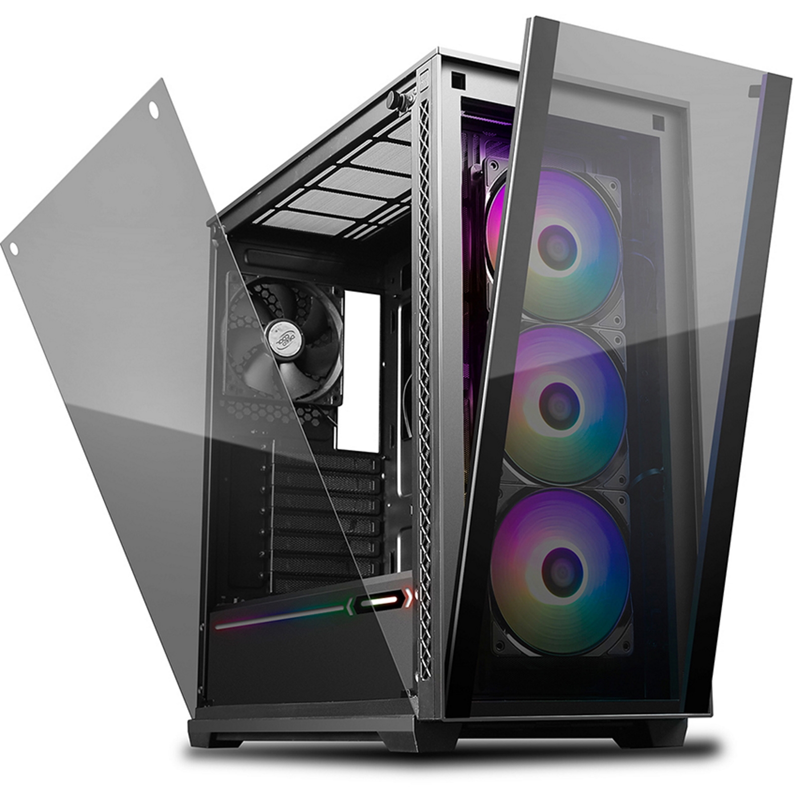 DeepCool MATREXX 70 DeepCool MATREXX 70 ADD-RGB 3F Case, Gaming, Black, Mid Tower, 2 x USB 3.0 / 1 x USB 2.0, Tempered Glass Side & Front Window Panels - Image 1