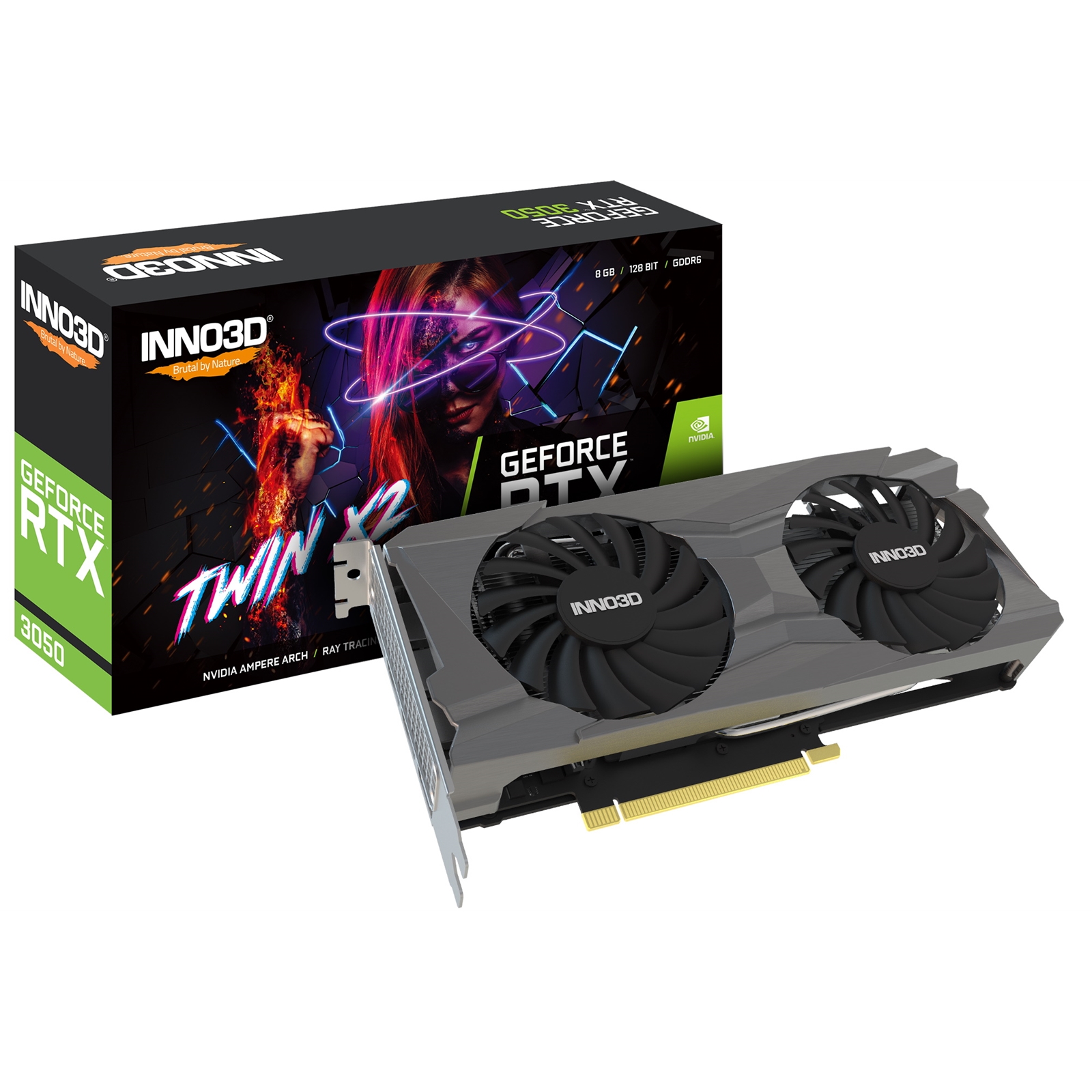 Inno3D Nvidia GeForce RTX 3050 Inno3D Nvidia GeForce RTX 3050 Twin X2 8GB Dual Fan Graphics Card - Image 1