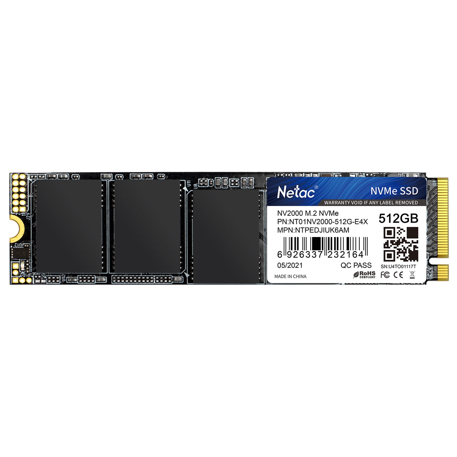 NETAC NV2000 NETAC NV2000 1TB NVMe M.2 Interface, PCIe x3, 2280 Length, Read 2500MB/s, Write 2100MB/s - Image 1