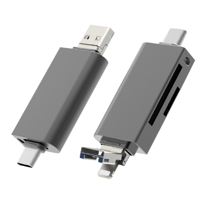 Prevo CR312 USB 2.0, USB Type-C and Lightning Connection, Card Reader, High-speed Memory Card Adapter Supports SD/Micro SD/TF/SDHC/SDXC/MMC, Compatible with Windows, Mac OS and Android - Image 3