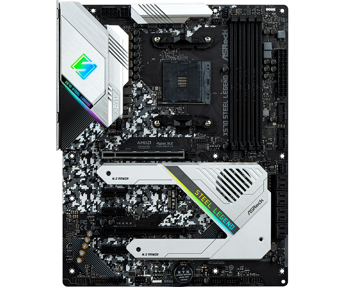 ASROCK X570 Steel Legend Used ASRock X570 Steel Legend AM4 DDR4 ATX Motherboard - Image 1