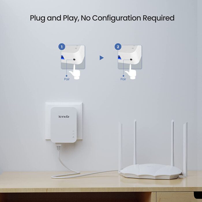 Tenda PH3 1000Mbps Powerline Adapter Kit with Single Port/Home Plug AV2 UK Extender, for fast & stable network expansion - Image 3