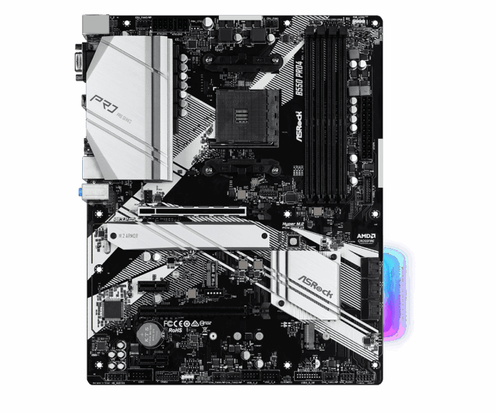 Asrock B550 PRO4, AMD B550, AM4, ATX, 4 DDR4, VGA, HDMI, XFire, PCIe4, RGB Lighting, M.2 - Image 2
