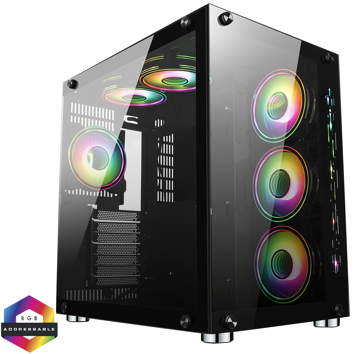 GamMax DS360 GamMax DS360 Glass Gaming Case 6 x Infinity ARGB Fans Hub - Image 1