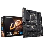 Gigabyte Z590 UD AC Motherboard, Intel Socket 1200, ATX, DDR4, Ultra Durable, DrMOS, PCIe 4.0, M.2 Thermal Guard, 2.5 GbE LAN, 802.11ac Wireless