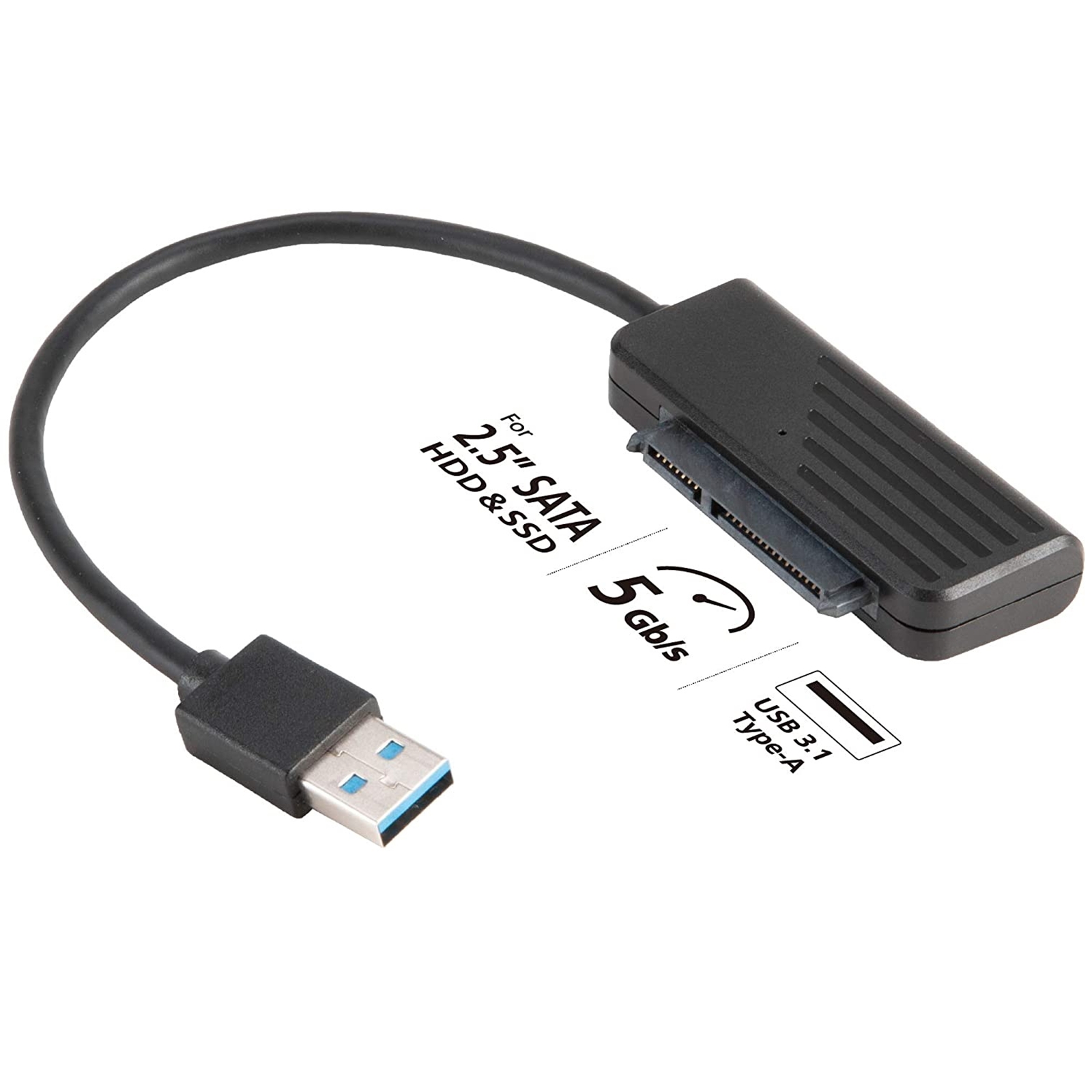 AKASA AK-AU3-07BK Data Cable AKASA AK-AU3-07BK Data Cable, USB 3.1 Gen 1 Type-A (M) to 2.5" SATA (M), 5Gbps Data, For 2.5" SATA SSD & HDD, Plug-and-Play - Image 1