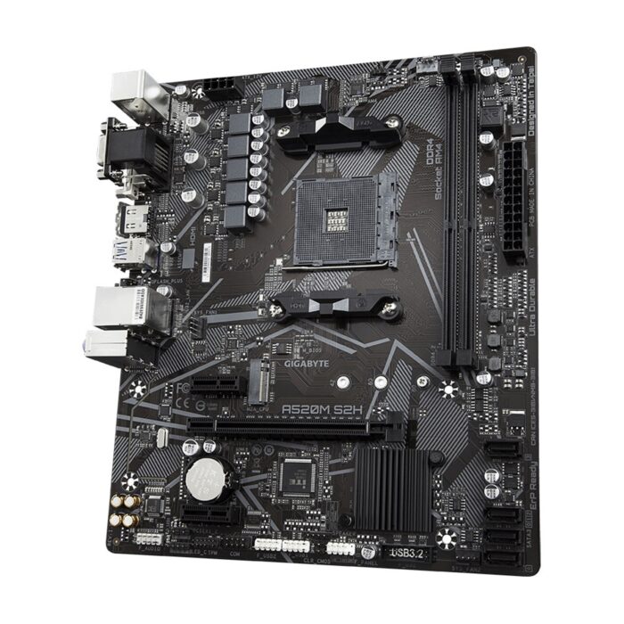 Gigabyte A520M S2H AMD Socket AM4 Micro ATX HDMI/DVI/VGA USB 3.2 Gen1 M.2 Motherboard - Image 2