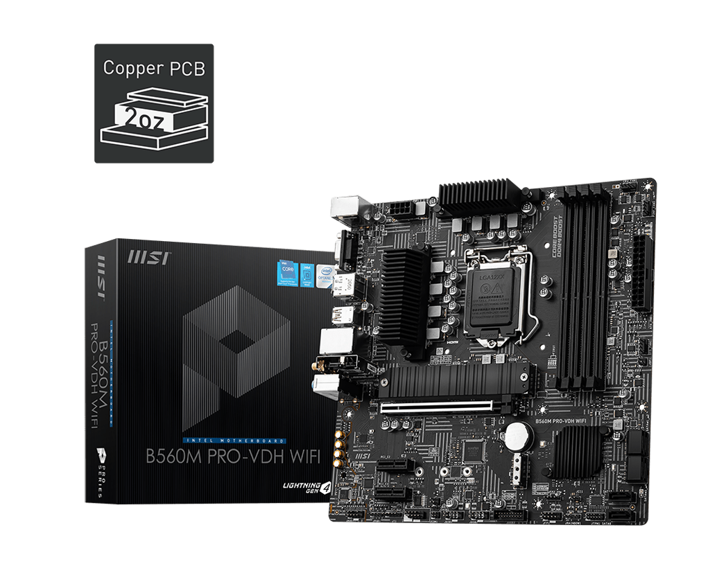 MSI B560M PRO-VDH WIFI MSI B560M PRO-VDH WIFI mATX Motherboard for Intel LGA1200 - Image 1