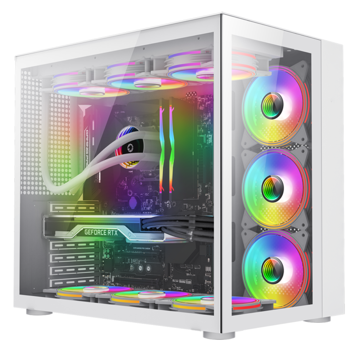 GameMax Infinity Mid-Tower ATX PC White Gaming Case Bundle With 6 x ARGB Fans Included - Image 2