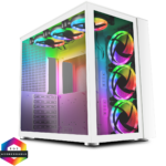GameMax Infinity Mid-Tower ATX PC White Gaming Case Bundle With 6 x ARGB Fans Included