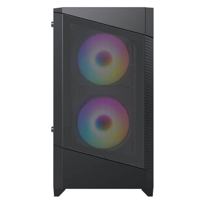 CIT Level 1 Black Micro-ATX Mesh PC Gaming Case with 3 x 120mm RGB Rainbow Fans Included - Image 2