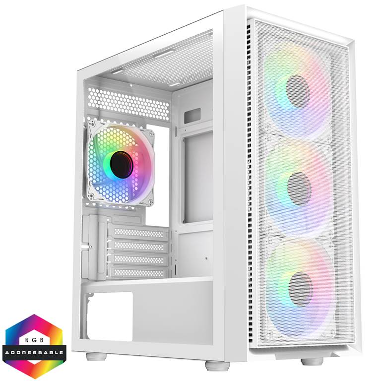 CIT-Luna-White CIT Luna White Micro-ATX PC Gaming Case with 4 x 120mm Infinity ARGB Fans Included - Image 1