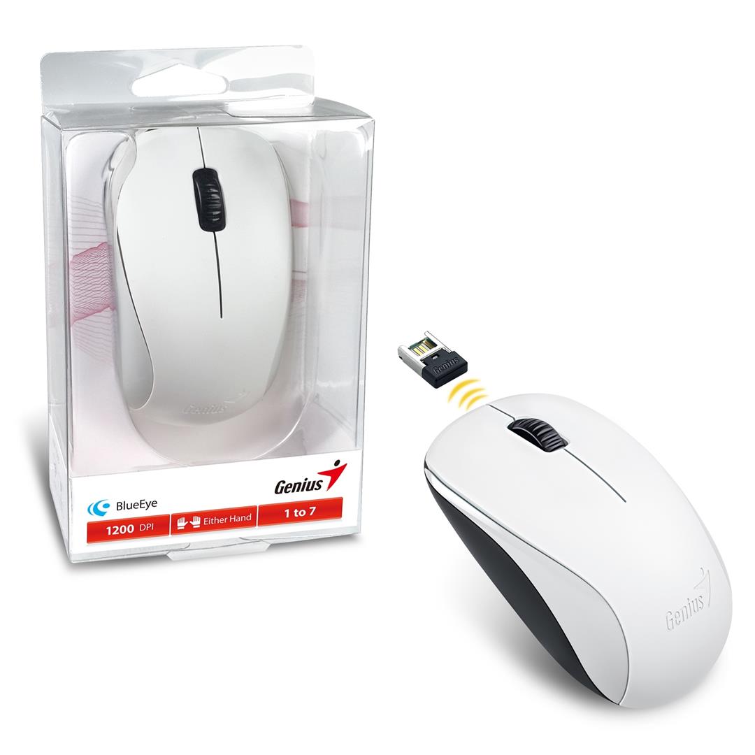 Genius NX-7000 white Genius NX-7000 Wireless Mouse, 2.4 GHz with USB Pico Receiver, 1200 DPI, 3 Button with Scroll Wheel, White - Image 1