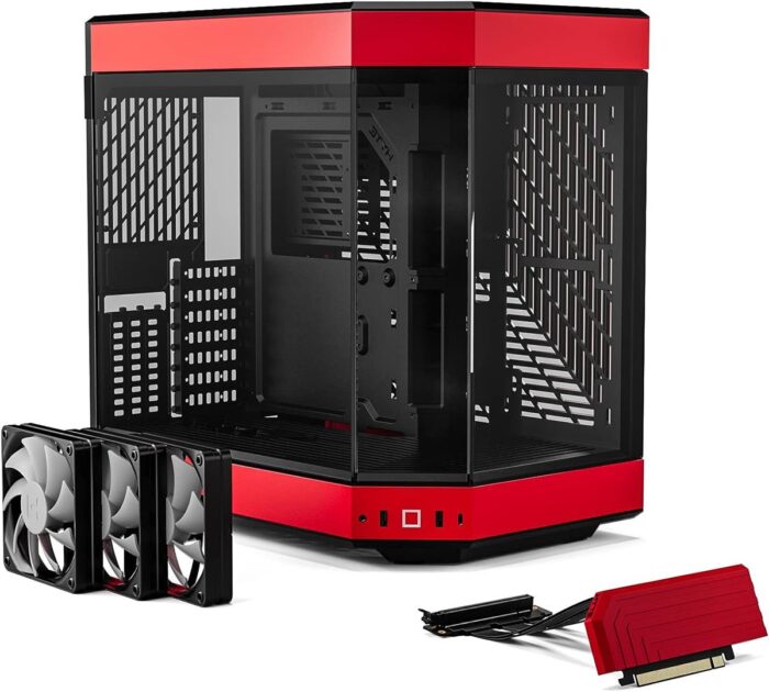HYTE Y60 Dual Chamber Mid-Tower ATX Case - Red - Image 2