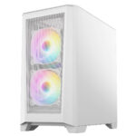 CIT Level 2 White Micro-ATX Mesh PC Gaming Case with 3 x 120mm RGB Rainbow Fans Included - Image 3