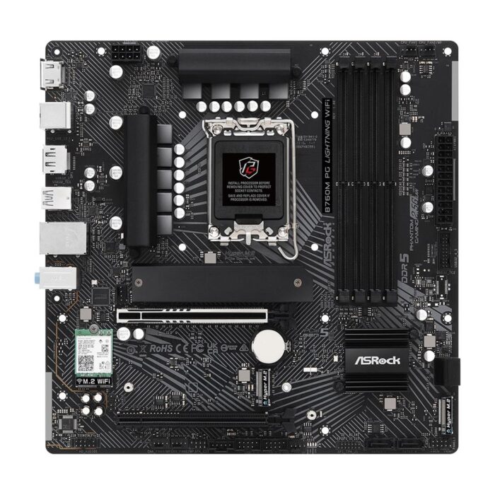 ASRock B760M PG LIGHTNING WIFI Motherboard, Wi-Fi 6E, 2.5G LAN, Intel Socket 1700, Supports 12th/13th Gen, DDR5 - Image 2
