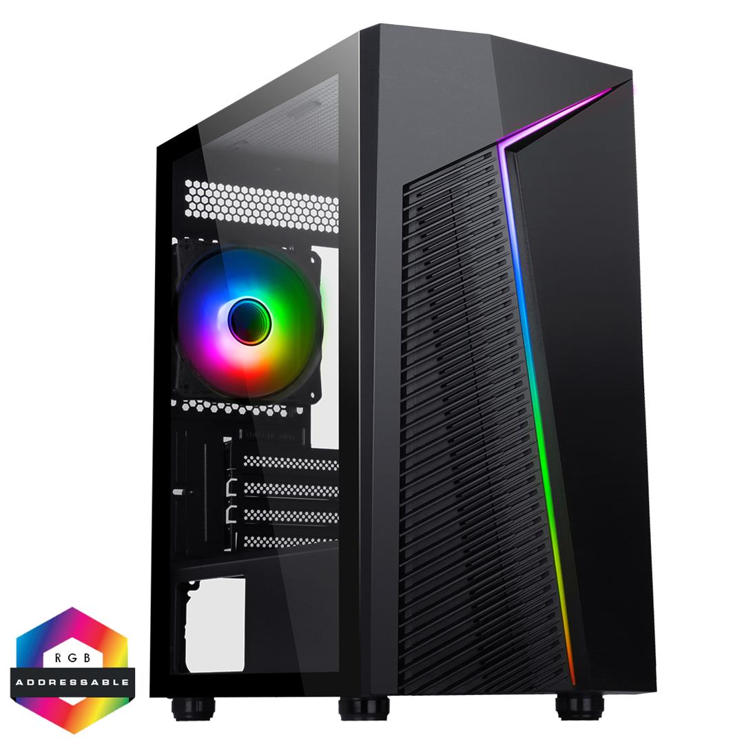 CiT Alpha Black CIT Alpha Black Gaming MATX Case 1x ARGB Fans Glass Side - Image 1