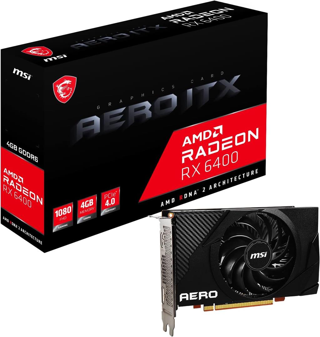 MSI Radeon RX 6400 AERO ITX MSI Radeon RX 6400 AERO ITX Gaming Graphics Card - 4GB GDDR6 - Image 1