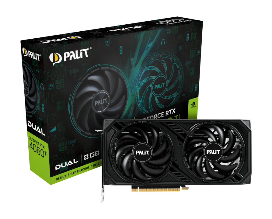 Palit RTX4060 Ti Palit RTX4060 Ti DUAL, PCIe4, 8GB DDR6, HDMI, 3 DP - Image 1