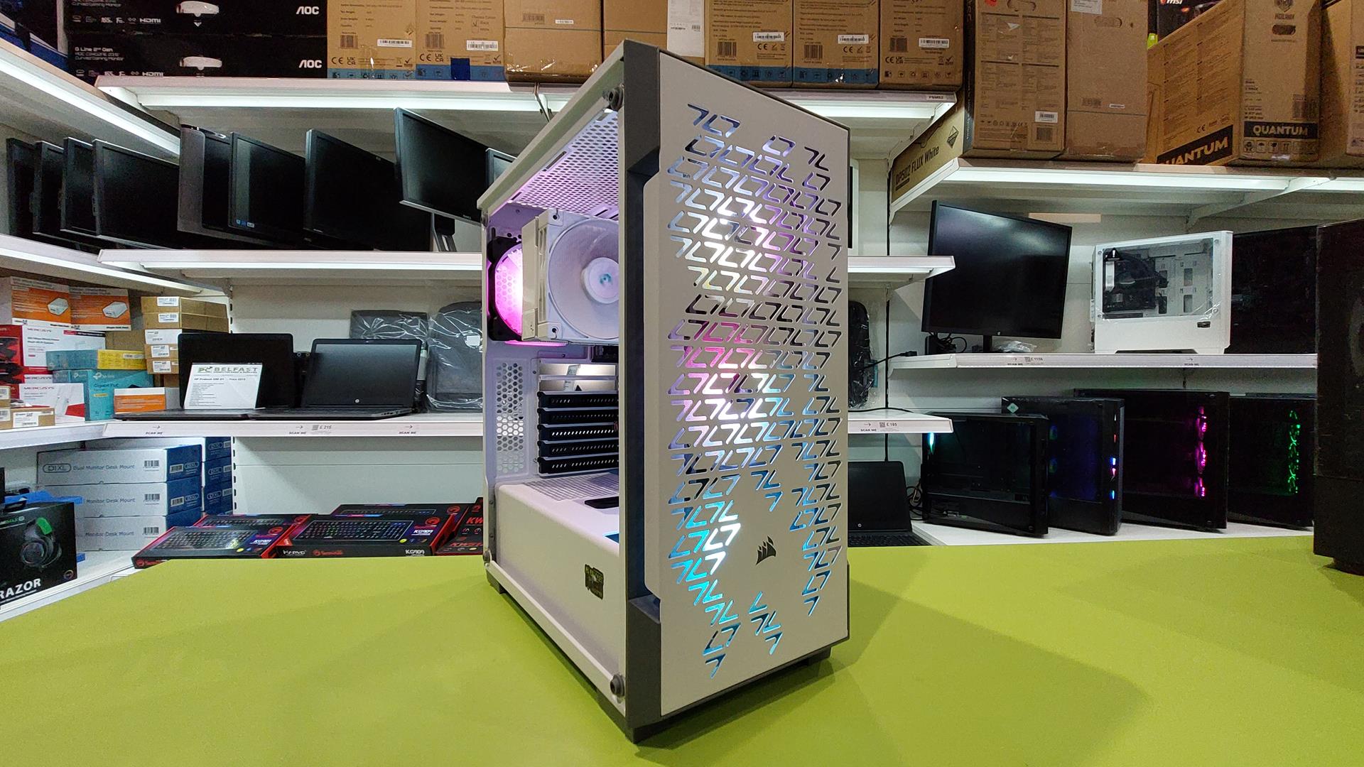 WHITE CORSARE PC 2 (5) Custom Gaming Desktop / Intel i5 11th Gen 4.40GHz / 16GB RAM / 1TB M.2 NVMe / Multi Choice Graphics - Image 1