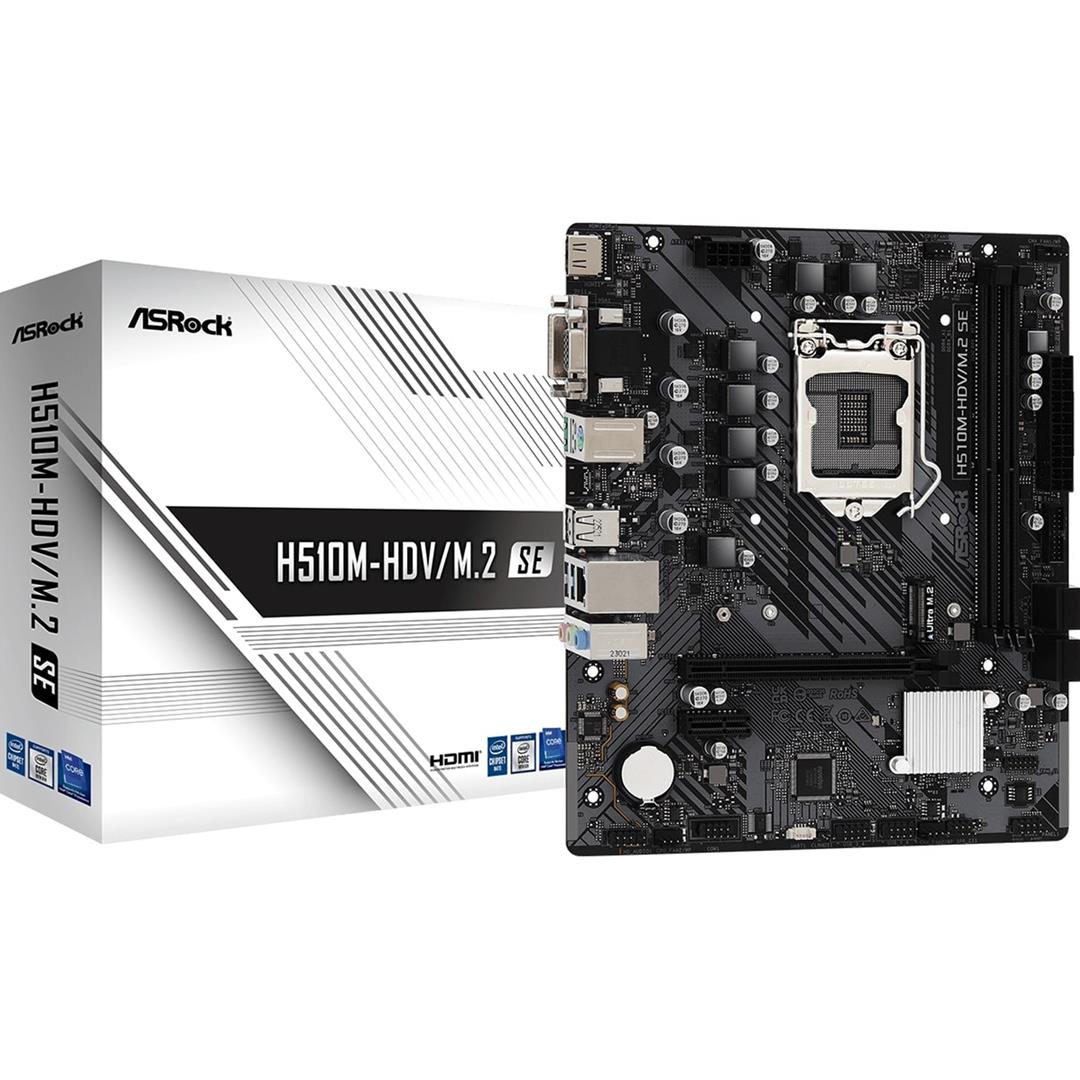 ASRock H510M-HDV M2 SE ASRock H510M-HDV/M.2 SE Motherboard, Intel Socket 1200, Supports Intel 10th/11th - Image 1