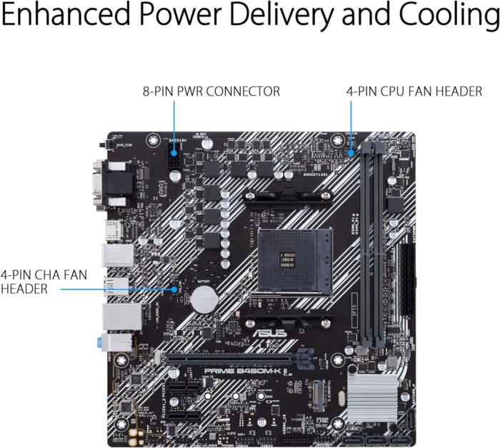 Asus PRIME B450M-K II AMD B450 DDR4 Socket AM4 - Image 2