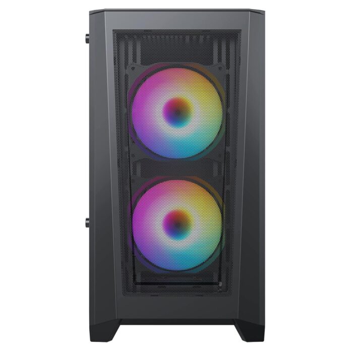 CIT Level 2 Black Micro-ATX Mesh PC Gaming Case with 3 x 120mm RGB Rainbow Fans Included - Image 3