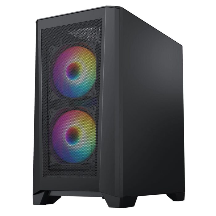 CIT Level 2 Black Micro-ATX Mesh PC Gaming Case with 3 x 120mm RGB Rainbow Fans Included - Image 4