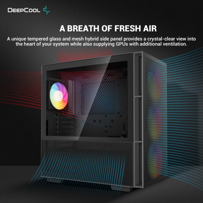 DeepCool CH560, Black, Mid Tower Gaming Case, Tempered Glass, 4x ARGB Fans, E-ATX/ATX/MicroATX - Image 3