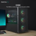 DeepCool CH560, Black, Mid Tower Gaming Case, Tempered Glass, 4x ARGB Fans, E-ATX/ATX/MicroATX - Image 2