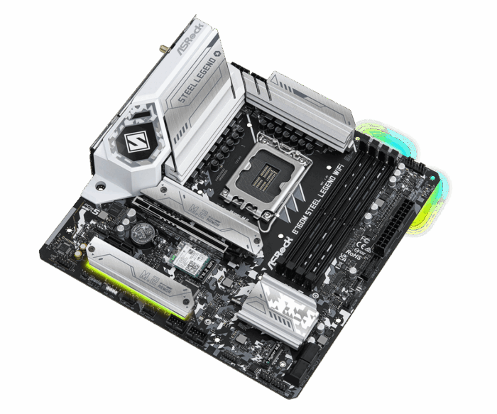 ASRock B760M STEEL LEGEND WIFI Intel DDR5 Micro ATX Motherboard - LGA 1700 - Image 3