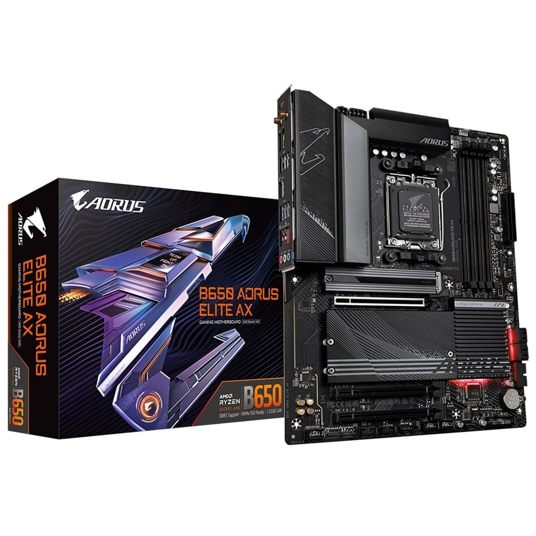 Gigabyte B650 AORUS ELITE AX Gigabyte B650 AORUS ELITE AX Motherboard, AMD socket AM5, ATX, DDR5, 2.5GbE LAN & Wi-Fi 6E 802.11ax - Image 1