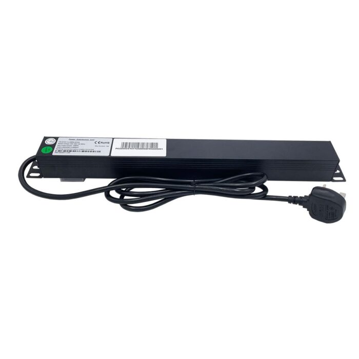 1U PDU Horizontal Type 6Way UK Sockets With Surge 1 LED - Image 3