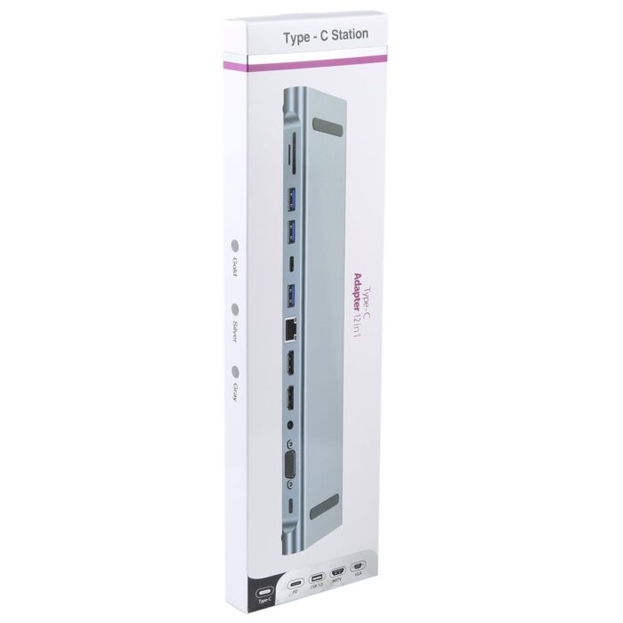 12 in 1 USB-C / Type-C to USB Multifunctional Docking Station HUB Adapter - Image 3