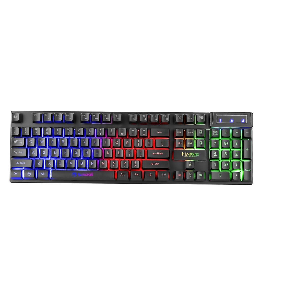 Marvo Scorpion K605 Marvo Scorpion K605 Gaming Keyboard, 3 Colour LED Backlit, USB 2.0, Frameless Design with Multi-Media and Anti-ghosting Keys - Image 1