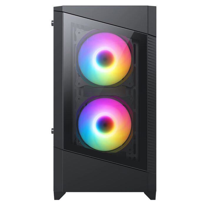 CIT Level 1 Black Micro-ATX Front Glas PC Gaming Case with 3 x 120mm RGB Rainbow Fans Included - Image 3