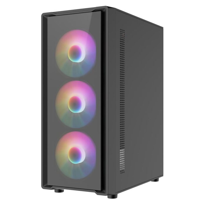 Cit Blade Black ATX Gaming Case with Tempered Glass Panels with 70 Percent Tint with 6 x Inner-Ring ARGB Fans and 6-Port Hub - Image 3